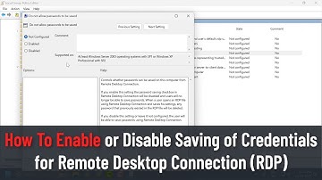 How to Enable or Disable Saving of Credentials for Remote Desktop Connection (RDP) in Windows 10/11