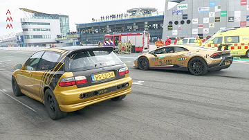 1050HP Honda Civic VTEC Turbo AWD vs Lamborghini Huracan Performante!