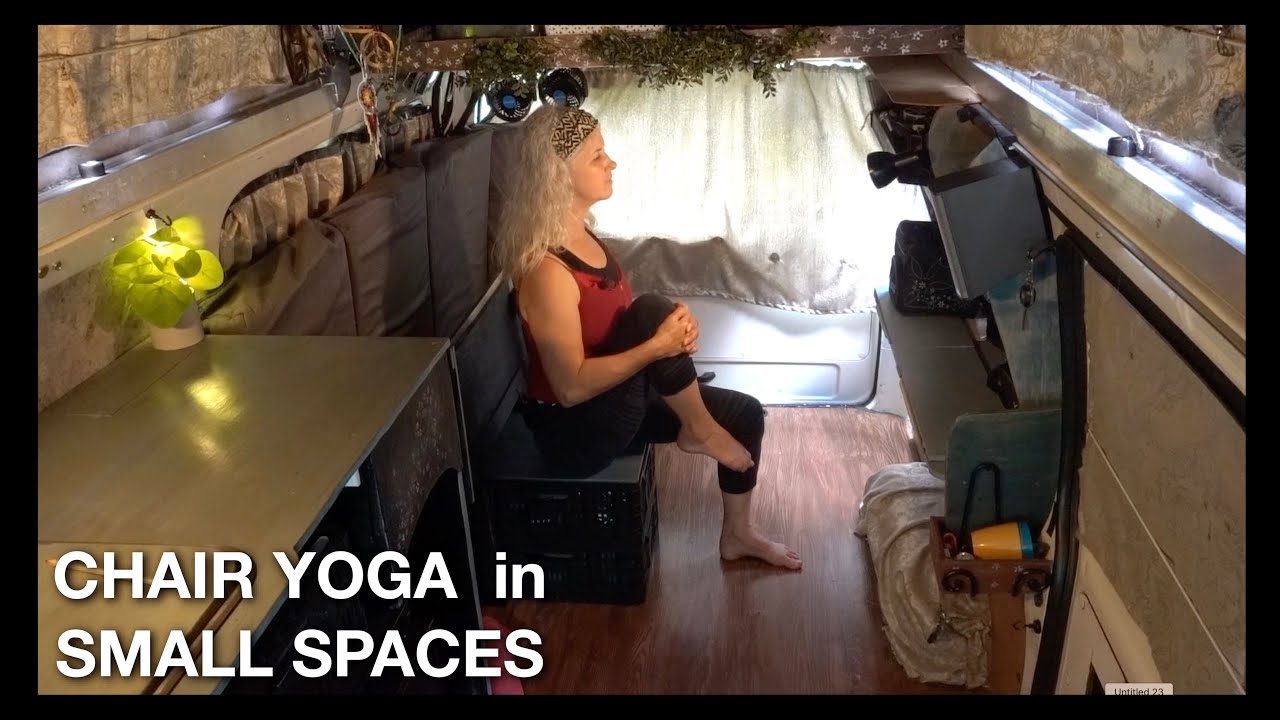 Chair Yoga in Small Spaces, Hip Flexibility, Beginner - YouTube