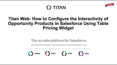 Titan Web: Configure Interactivity of Opportunity Products in Salesforce Using Table Pricing Widget