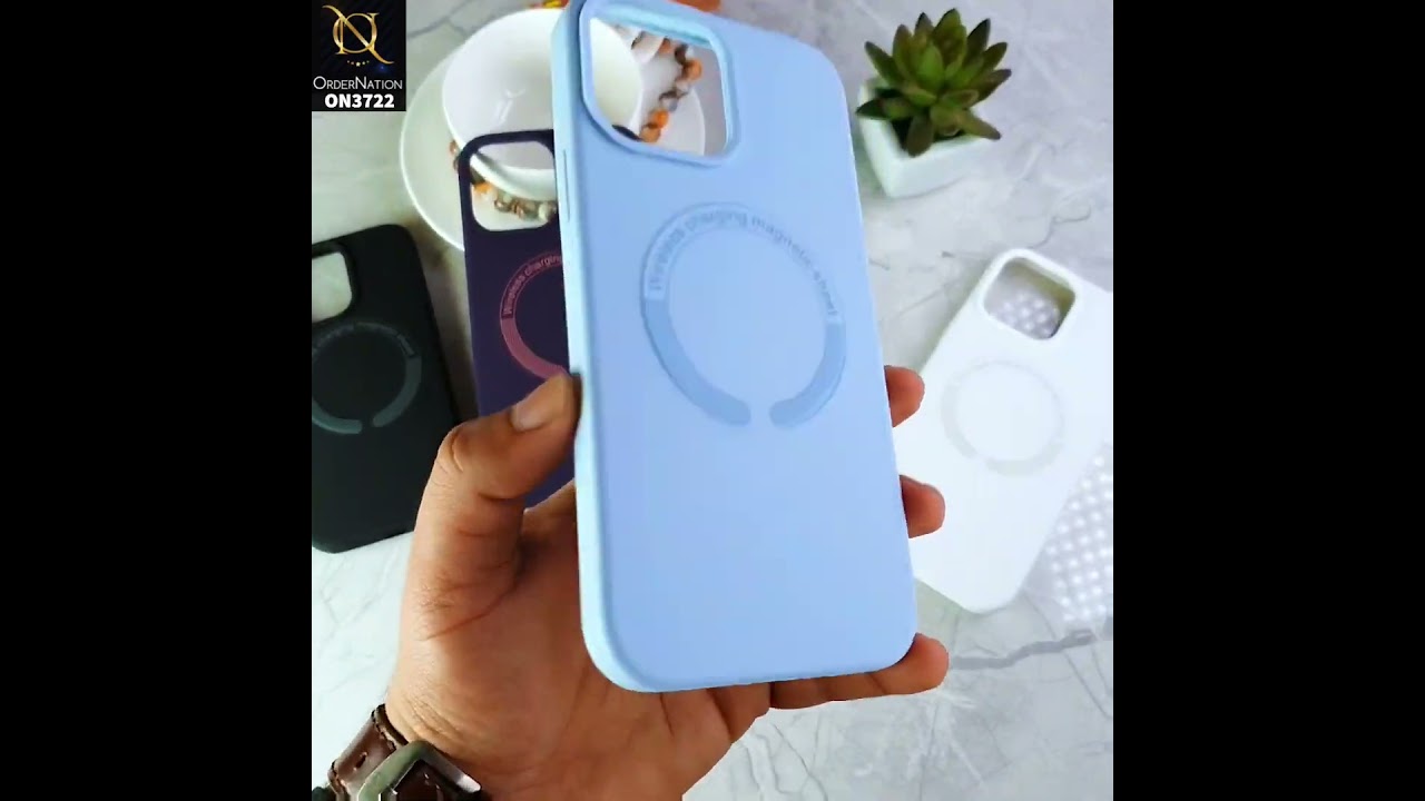 iPhone 14 Pro Cover - Blue - Soft Shockproof Sillica Gel Case With Wireless Charging Magnetic Sheet