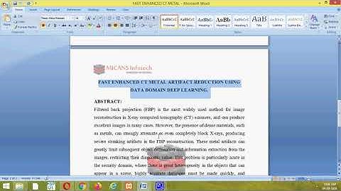 FAST ENHANCED CT METAL ARTIFACT REDUCTION USING DATA DOMAIN DEEP LEARNING-IEEE CSE PROJECT-2020-2021
