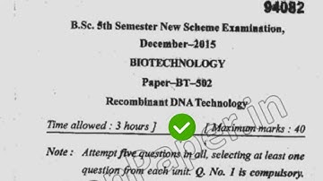 2015 Mdu BSc Biotech 5th Sem Recombinant DNA Technology Question Paper