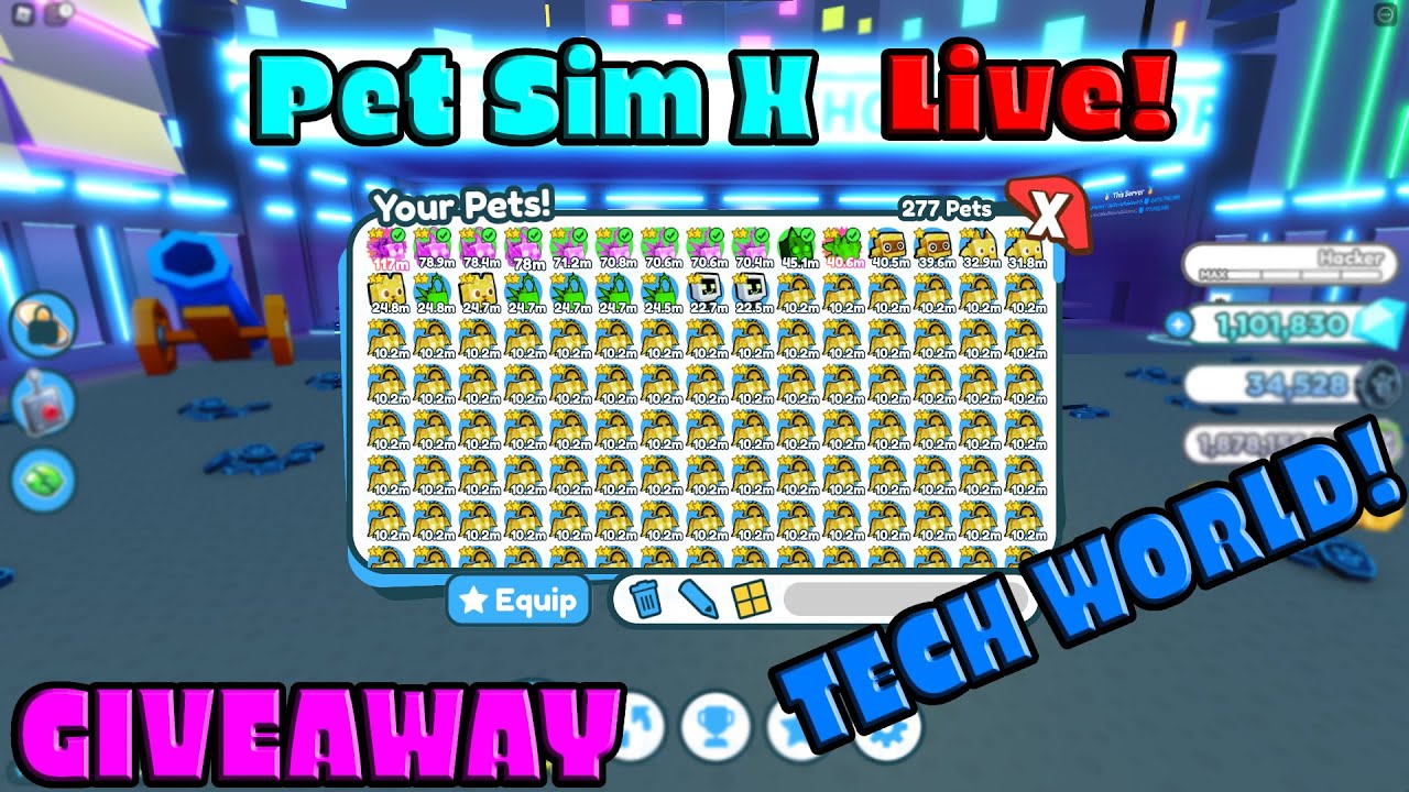 🔴*NEW* TECH WORLD +GIVEAWAY! (Roblox Pet Simulator X Space Update