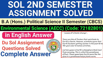 Political Science 2nd Semester Assignment Solved in English | Environmental Science Assignment Ans