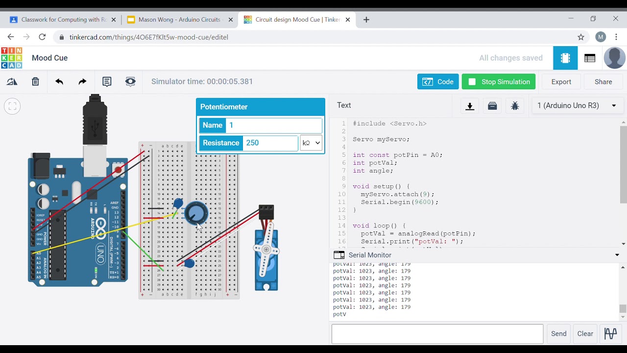 Circuit design Mood Cue Tinkercad Google Chrome 2021 01 07 08 23 20 ...