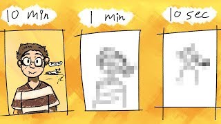 DRAWING MYSELF! 10 min, 1 min, and 10 sec Self Portraits
