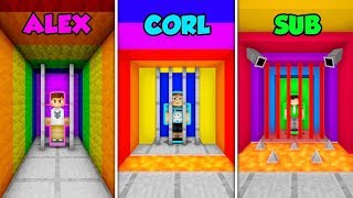 ALEX vs CORL vs SUB - RAINBOW PRISON in Minecraft! (The Pals)