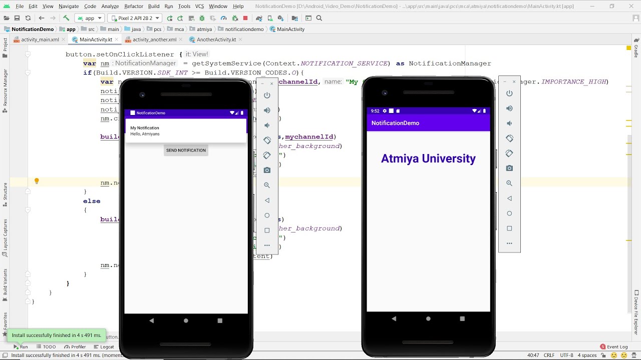 How to develop android app to define our own Notification with action ...