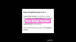 Pure Virtual Function in CPP.