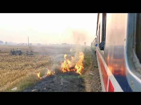 Crop Burning During Departure of 212 DN Narowal Passenger From Pejowali Railway Station