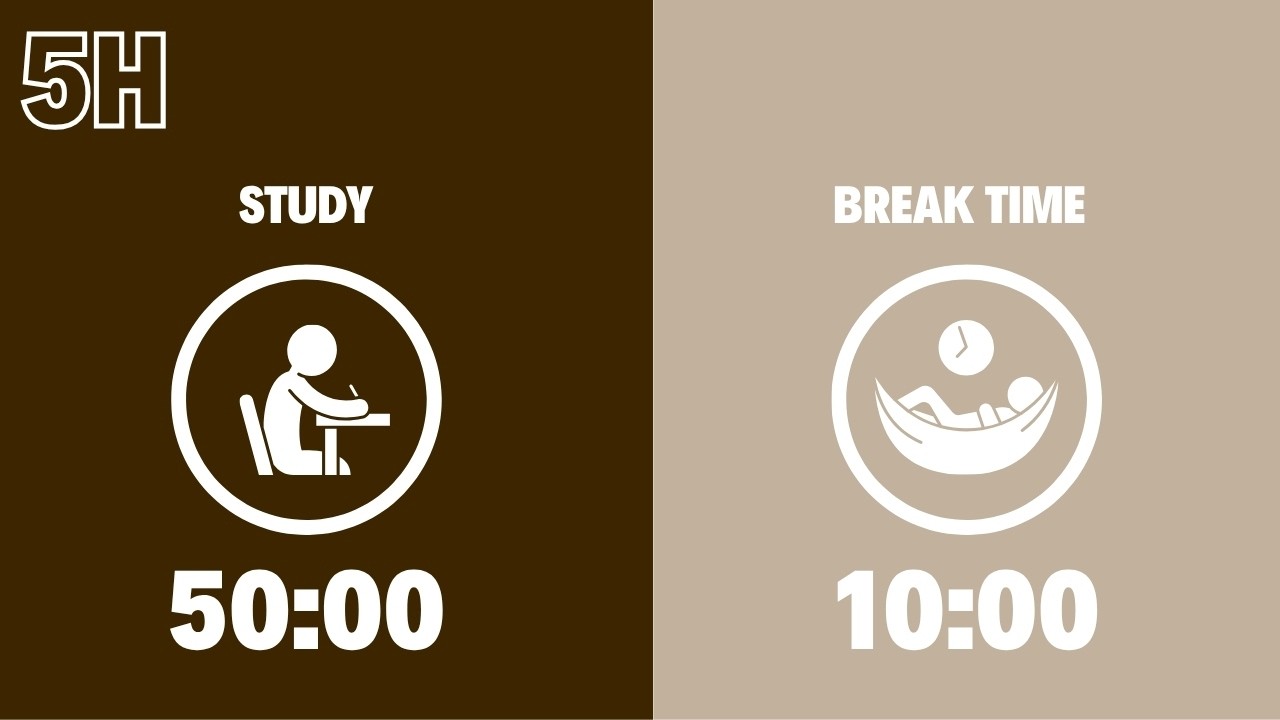 50/10 Pomodoro Timer with Brown Noise 🤎 5-Hour Study with Me | Deep ...