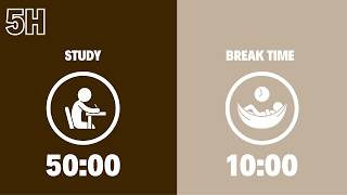 50/10 Pomodoro Timer with Brown Noise 🤎 5-Hour Study with Me | Deep Focus & ADHD ✨