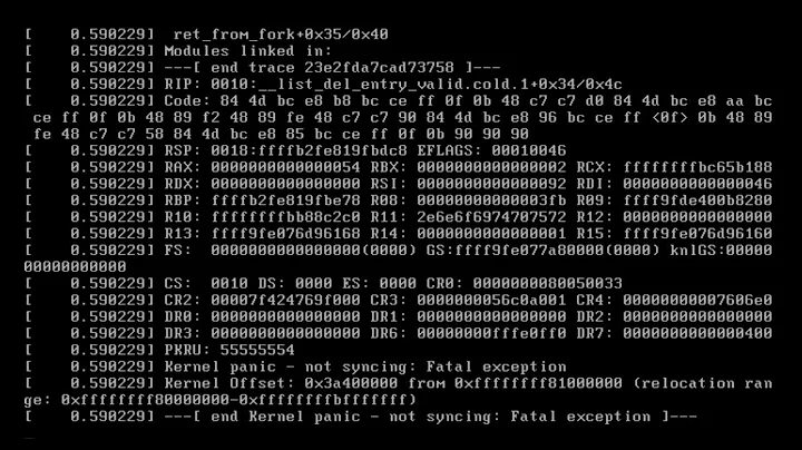 Kernel panic not syncing: Fatal exception