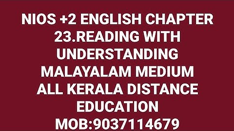 NIOS +2 ENGLISH CHAPTER23.READING WITH UNDERSTANDING