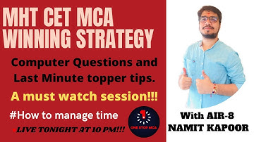 MHT CET MCA | Pune University | How to crack Exam | AIR 8 NAMIT KAPOOR | OneStop MCA #mhtcet #mca