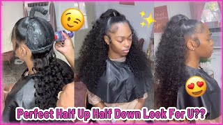 #Elfinhair Review For Human Hair Bundles👻 Half Up Half Down Quick Wave Hair Tutorial, Deep Wave Hair