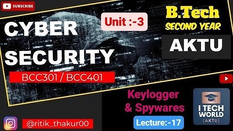 Cyber Security (Lec :-17) Unit :-3 Keyloggers and Spywares B.Tech AKTU 2nd Year BCC301/BCC401
