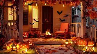 A Cozy Autumn Porch with Crackling Fire Pit, Gentle Crickets & Soothing White Noise | LIVE 24/7 screenshot 3