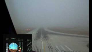 Airbus A320 CAT 3 autoland approach and landing at Paris Charles de Gaulle Airport