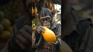 Garib Bandar Popita Khate Hue Funny Monkey Eating Papaya Shorts Video