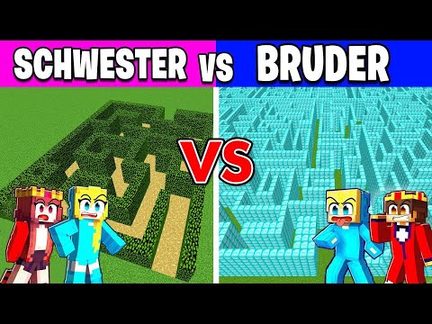 SCHWESTER vs BRUDER LABYRINTH BAU CHALLENGE in Minecraft!