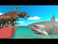 Carnivorous dinosaurs finding and rescue megalodon shark