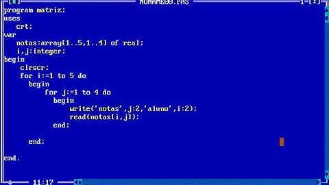 aula10 - programação em pascal matrizes