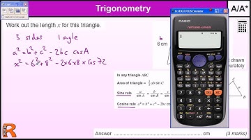 Trigonometry in any triangle (cosine rule) GCSE Maths revision Exam paper practice & help