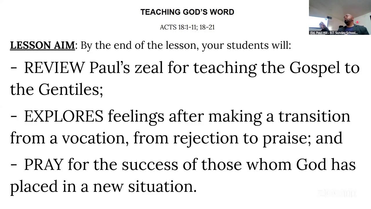 TEACHING GOD'S WORD - Acts 18:1-21, Lesson 13 Sunday School - YouTube