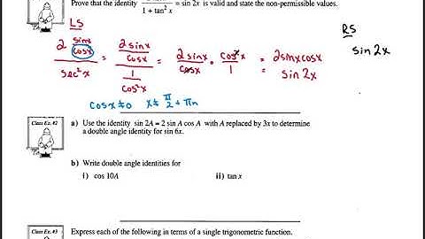 Math 30-1 Lesson #7 Double Angle Identities