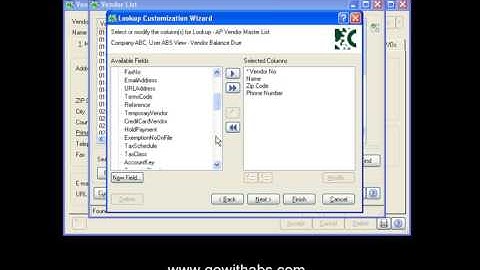 Custom Lookup In Sage MAS 90/200
