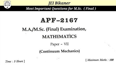 most important questions for MSc Maths Continuum Mechanics part-2 #mostimportantquestions #mgsu #msc