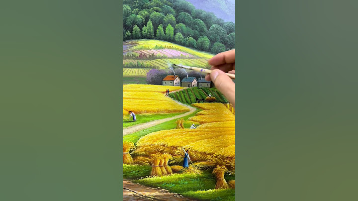 原创出来两年，每个月定单画不完，#丰收 #麦田#背有靠山 #小桥流水人家 #风景画