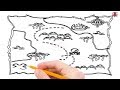 How to draw a treasure map step by step easy for beginnerskids  simple maps drawing tutorial