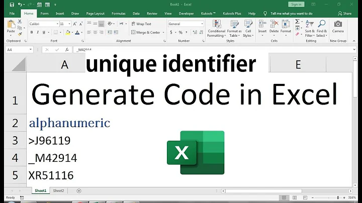 how to generate unique identifier in excel