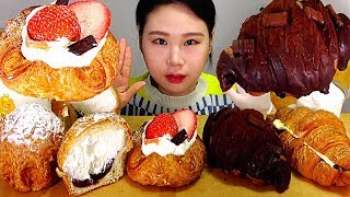 초코크라상 앙버터크라상 과일타르트 빵 Chocolate Croissant Anchorage Croissant Fruit Tart Bread 먹방 Mukbang Ea