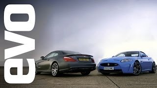 Jaguar XKR-S v Mercedes SL63 AMG | evo TRACK BATTLE