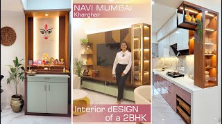 Interior Design of 2bhk | Home Tour Kharghar Navi Mumbai | TV unit Mandir Open Kitchen Design Ideas