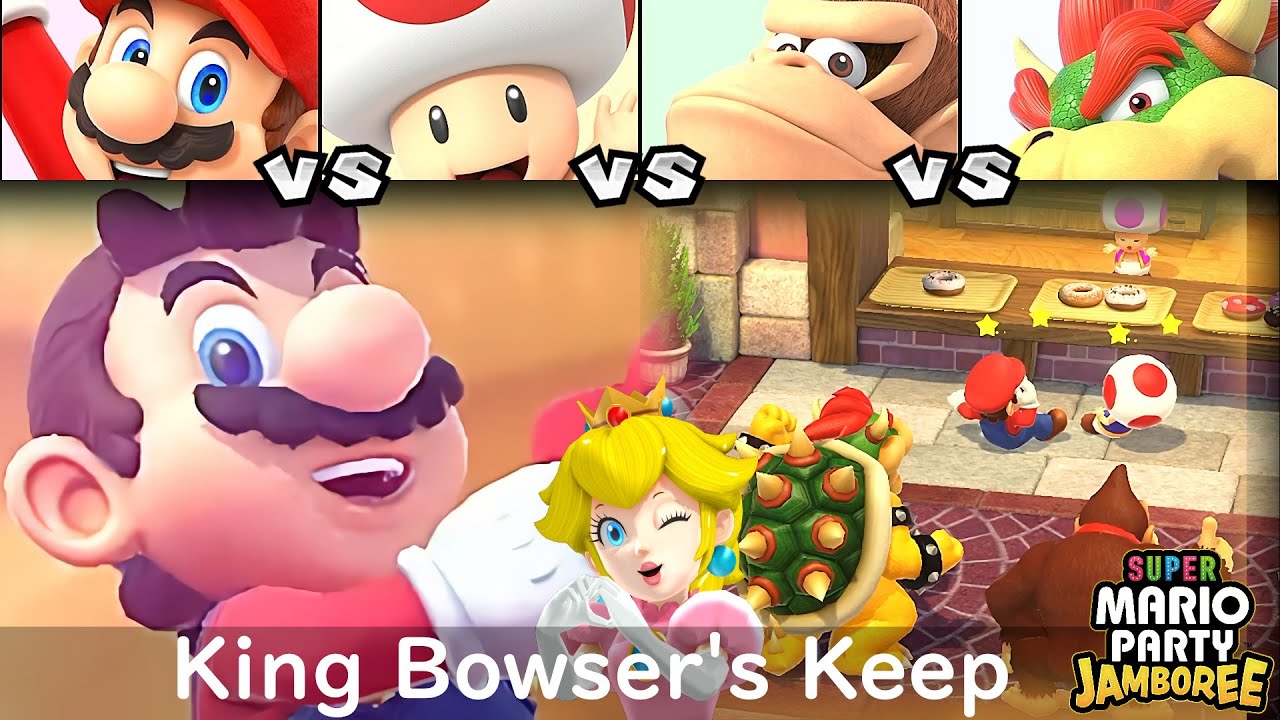 Super Mario Party Jamboree Mario vs Toad vs Donkey Kong vs Bowser in King Bowser's Keep