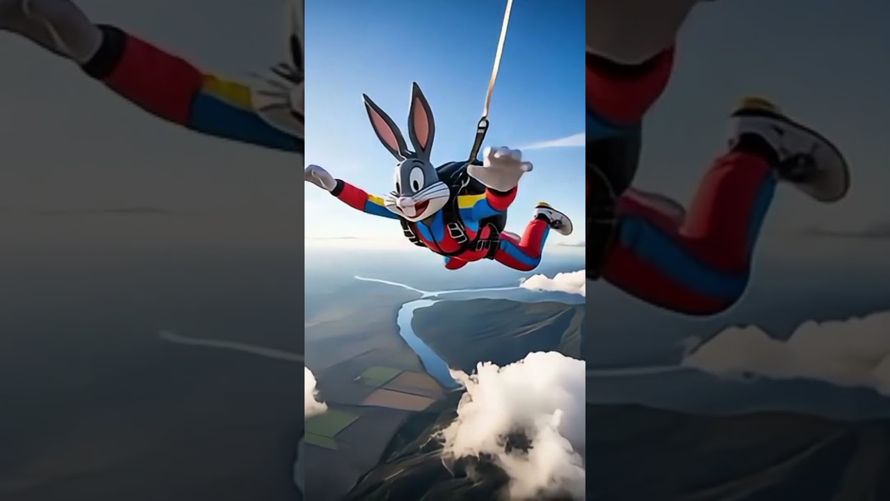 Bunny 🐰 Skydiving in Mid-Air 