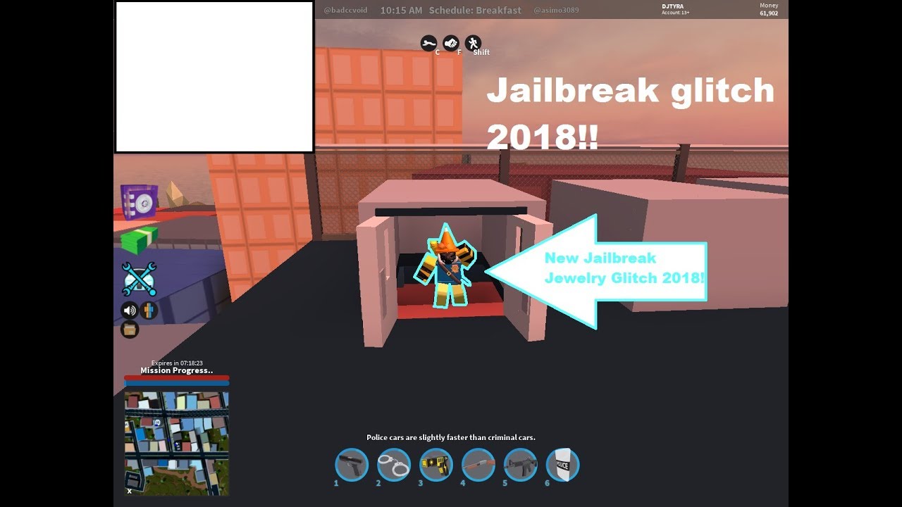 New Jailbreak Glitch Into Jewelry Store Roblox February 2018 Patched Youtube - glitches for roblox jailbreak 2018