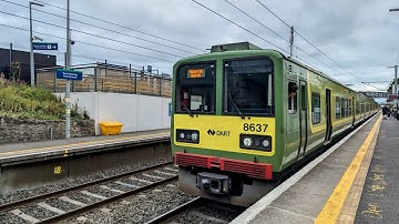 Irish Rail 8520 class Dart Train 8637/8738 departs Portmarmock Station, Co Dublin.