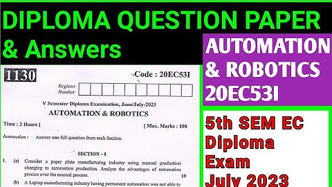 Automation & Robotics#Question paper & Answers #20EC53I#5th sem #EC#Diploma Exam July 2023