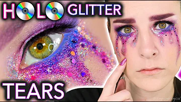 HOLO Glitter Tears Makeup Tutorial (crying for views)