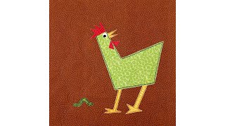One block in the Silly Chickens applique quilt pattern