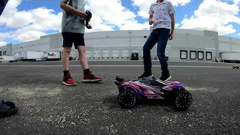 TRAXXAS RUSTLER 4x4 WITH ARRMA BLX185 AND 2050KV MOTOR, KIDS PLAYING WITH A STAMPEDE TOO