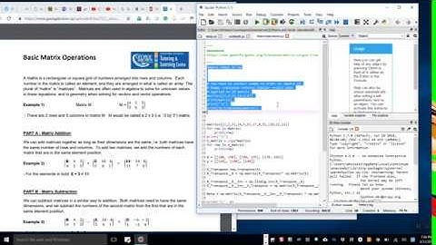 Basic Matrix Operations with Python Anaconda Spyder
