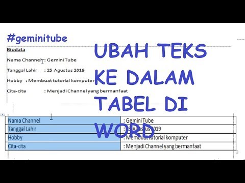 Video: Cara Menyisipkan Teks Ke Dalam Tabel