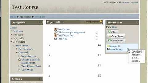 Moodle 2 - Private Files Block
